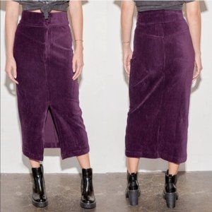 Free People Roxy Purple Ribbed Pencil Midi Skirt Size Large